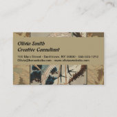 Kranen op een met sneeuw beklede Pine Hokusai Visitekaartje (Voorkant)