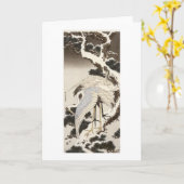 Kranen op een Pine Tree, Hokusai, 1832 Kaart (Gele Bloem)