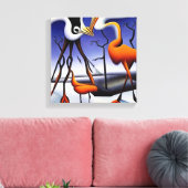 Kranen op winterlandschap canvas afdruk (Insitu (Woonkamer))