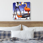 Kranen op winterlandschap canvas afdruk (Insitu (Slaapkamer))