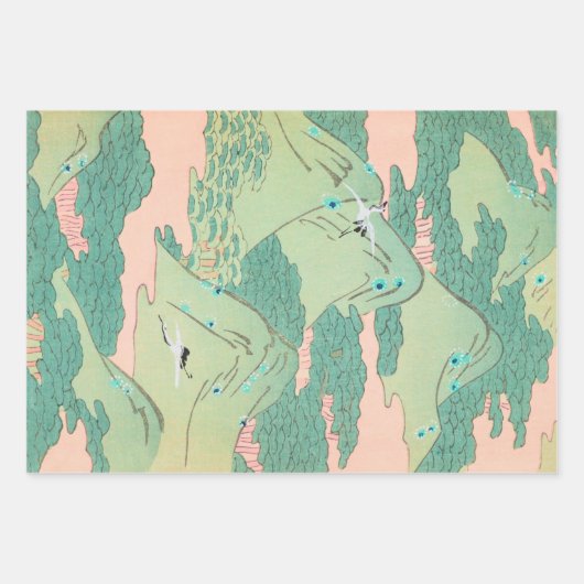 Kranen over bergen  Japans patroonpatroon Inpakpapier Vel (Voorkant 2)