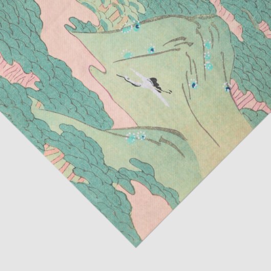 Kranen over bergen Japans patroonpatroon Tissuepapier (Detail)