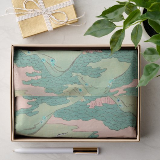 Kranen over bergen  Japans patroonpatroon Tissuepapier (Geschenk)