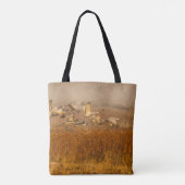 Kranen over een gouden veld tote bag (Achterkant)