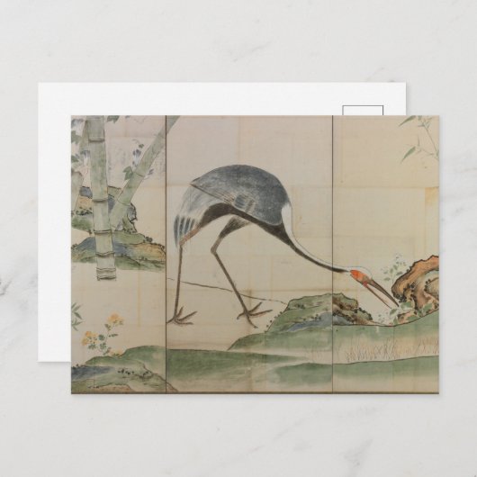 Kranen, pijnbomen en bamboe briefkaart (Voorkant / Achterkant)