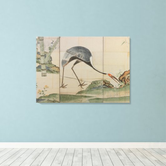 Kranen, pijnbomen en bamboe canvas afdruk (Insitu (Houten vloer))