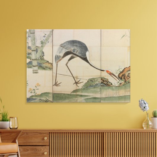 Kranen, pijnbomen en bamboe canvas afdruk (Insitu (Woonkamer))