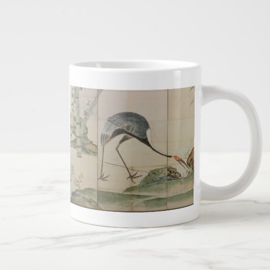 Kranen, pijnbomen en bamboe grote koffiekop (Rechts)