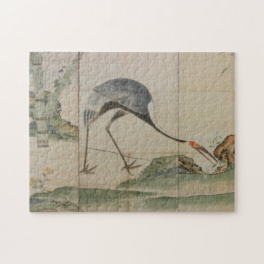 Kranen, pijnbomen en bamboe legpuzzel (Horizontaal)