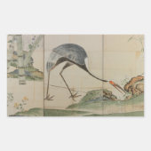 Kranen, pijnbomen en bamboe rechthoekige sticker (Voorkant)