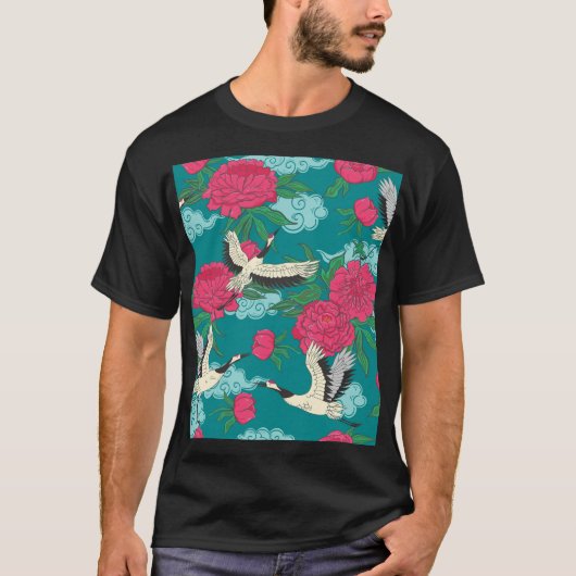 Kranen Pioenrozen: bloemafbeeldingen T-shirt (Voorkant)
