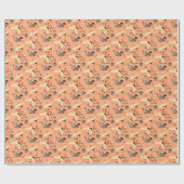 Kranen, sakura, kleurrijk, bloemig, cantaloupe. cadeaupapier (Vlak)