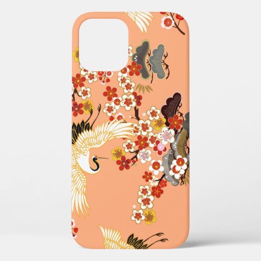 Kranen, sakura, kleurrijk, bloemig, cantaloupe. Case-Mate iPhone case (Achterkant)