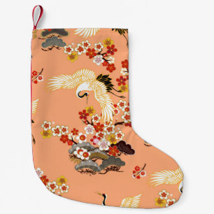 Kranen, sakura, kleurrijk, bloemig, cantaloupe. kleine kerstsok