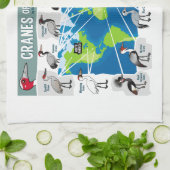 Kranen van de wereld theedoek (Gevouwen)