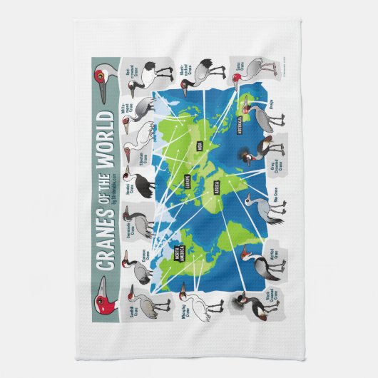 Kranen van de wereld theedoek (Verticaal)