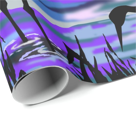 Kranen Vogel Wrapping Papier Lake Sunset (Rol Hoek)