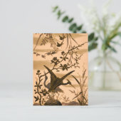 Kranen,  vogelkunst, kopergoudsilhouette, briefkaart (Staand voorkant)