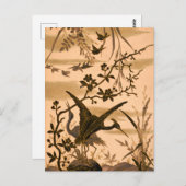 Kranen,  vogelkunst, kopergoudsilhouette, briefkaart (Voorkant / Achterkant)