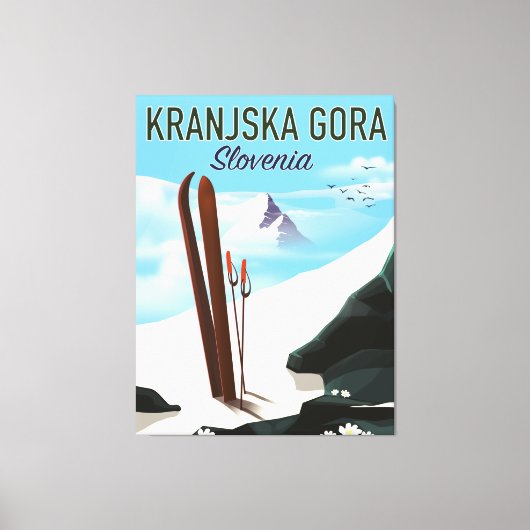 Kranjska Gora Slovenië ski poster Canvas Afdruk (Voorkant)