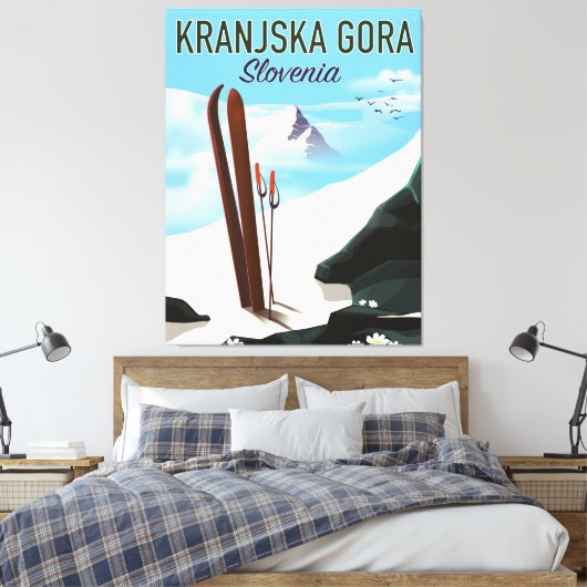 Kranjska Gora Slovenië ski poster Canvas Afdruk (Insitu (Slaapkamer))
