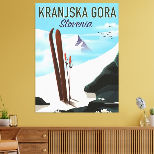 Kranjska Gora Slovenië ski poster Canvas Afdruk (Insitu (Woonkamer))