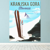 Kranjska Gora Slovenië ski poster Canvas Afdruk (Insitu (Houten vloer))