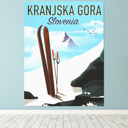 Kranjska Gora Slovenië ski poster Canvas Afdruk (Insitu (Houten vloer))