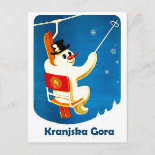 Kranjska Gora, Slovenië, Snowman op Ski Lift Briefkaart