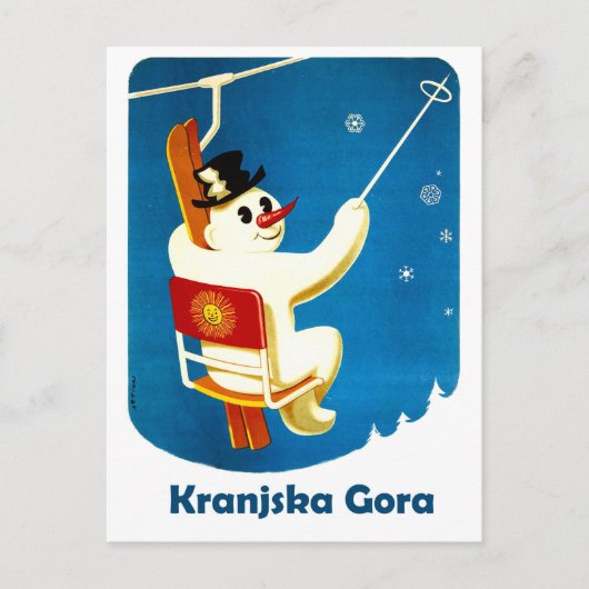 Kranjska Gora, Slovenië, Snowman op Ski Lift Briefkaart (Voorkant)