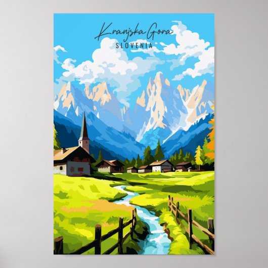 Kranjska Gora Slovenië vintage reisillustratie Poster (Voorkant)