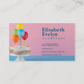 Krankkoek en kleurrijke ballonnen visitekaartje (Achterkant)