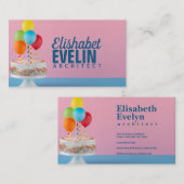 Krankkoek en kleurrijke ballonnen visitekaartje (Voorkant / Achterkant)