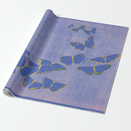 KRANKSTOFBUTTERFLIES IN BLAUW CADEAUPAPIER