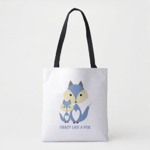 Krankzinnig als een vos, blauwe vos Burlap Tote Bag
