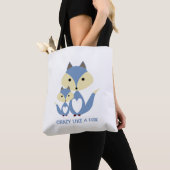 Krankzinnig als een vos, blauwe vos Burlap Tote Bag (Dichtbij)
