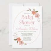 Krankzinnig Bloemig Roze Babyshower Uitnodiging (Voorkant)