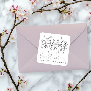 Krankzinnig mooie wilde bloemen Lijnkunst op maat Vierkante Sticker