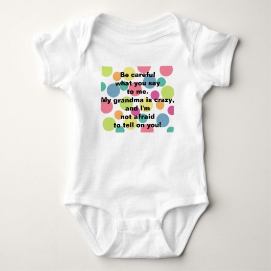 Krankzinnige Oma Baby T-shirt (Voorkant)