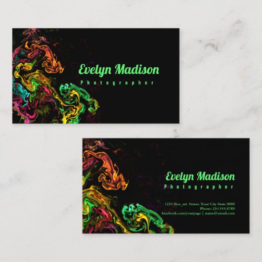 krankzinnige verf op zwarte achtergrond visitekaartje (Voorkant / Achterkant)