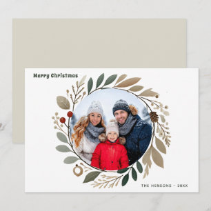 Krans Advent Folie Prettig Kerstmis Familie Foto Feestdagenkaart
