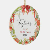 Krans Baby's 1st Christmas | Schattigee Baby-foto Keramisch Ornament (Rechts)