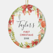 Krans Baby's 1st Christmas | Schattigee Baby-foto Keramisch Ornament (Links)