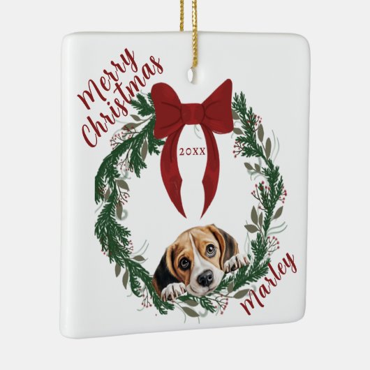  krans Beagle Dog Square Ornament (Rechts)