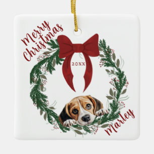 krans Beagle Dog Square Ornament