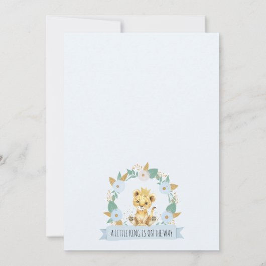 Krans Blauw Bloemen Baby Leeuw Baby shower Kaart (Achterkant)