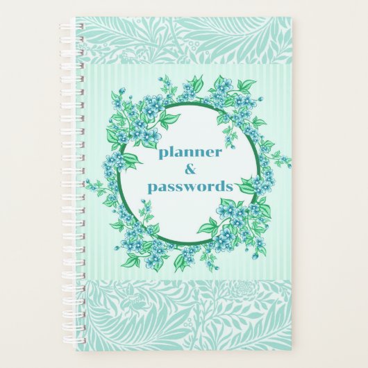  krans blauw groen wachtwoord boek / planner (Voorkant)