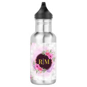 Krans Bloem Initial Letter Monogram Naam Marmer Waterfles (Rechts)