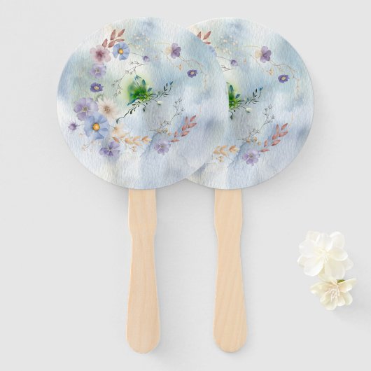 Krans Bloemen en grillige set van fans Handwaaier (Voorkant en achterkant)