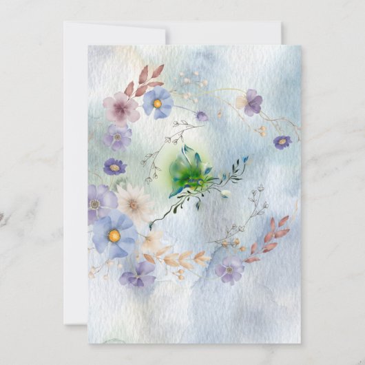 Krans Bloemen en grillige verjaardag uitnodiging (Achterkant)